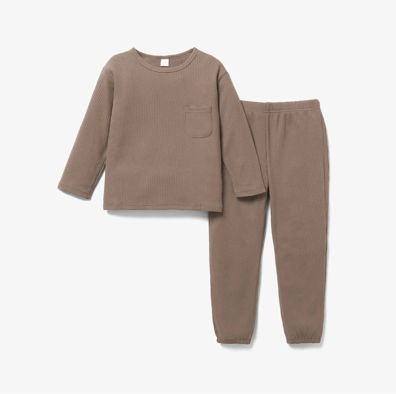 2-Piece Ribbed Long Sleeve Khaki