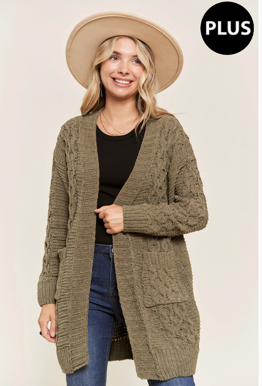 Cable Knit Cardigan PLUS